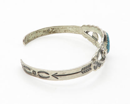 NAVAJO 925 Sterling Silver  Vintage Turquoise Petite Cuff Bracelet  BT5482