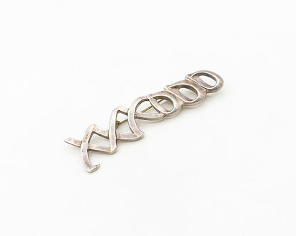 MEXICO 925 Sterling Silver  Vintage Shiny XO Hugs & Kisses Brooch Pin  BP7272