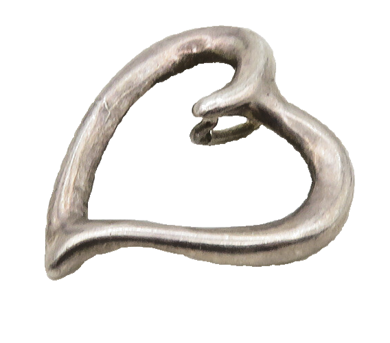 925 Sterling Silver  Vintage Shiny Open Love Heart Smooth Pendant  PT15492