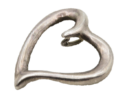 925 Sterling Silver  Vintage Shiny Open Love Heart Smooth Pendant  PT15492