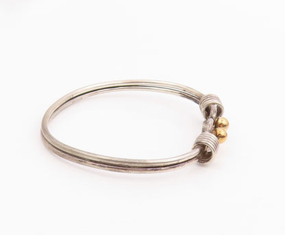 18K Gold & 925 Sterling Silver Vintage Bracelet TIFFANY & CO Bangle  BT11939