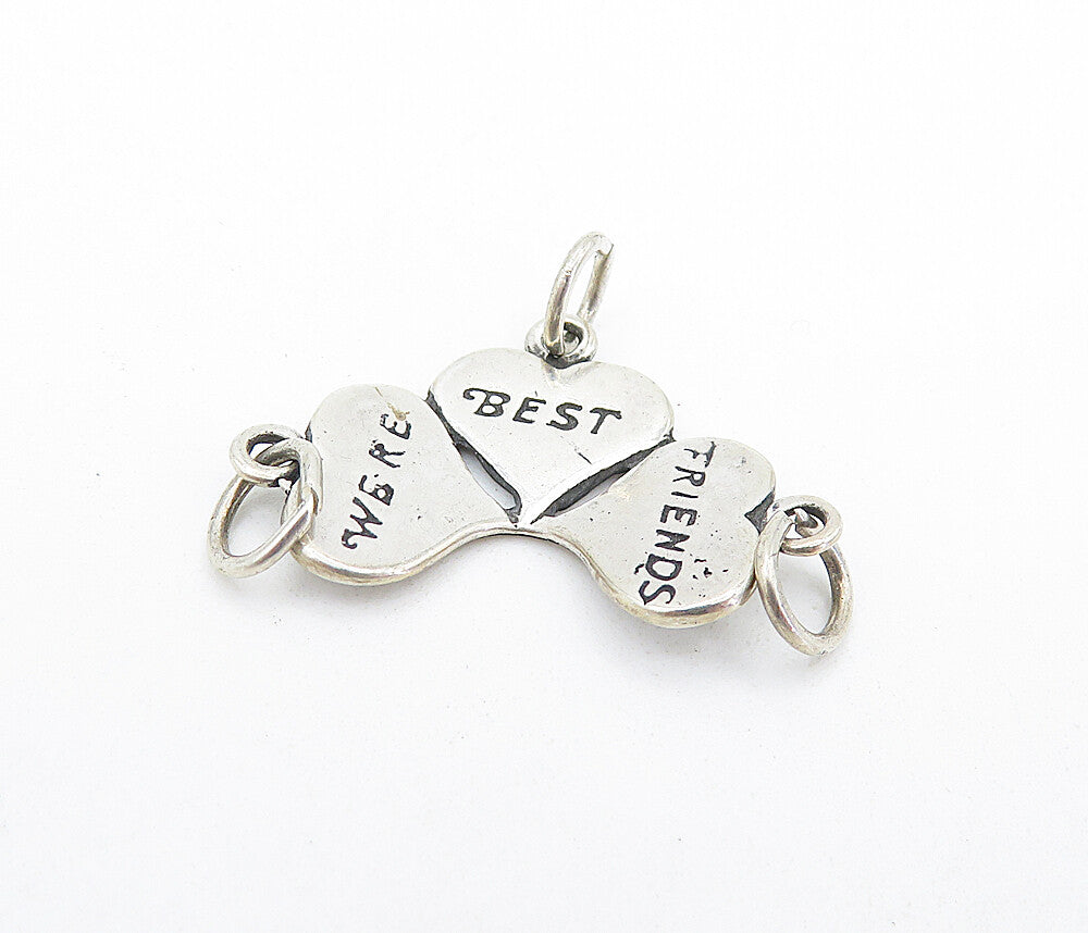 SHUBE 925 Sterling Silver  Vintage We're Best Friends Hearts Pendant  PT5385