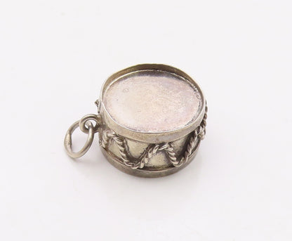 925 Sterling Silver  Vintage Twisted Rope Marching Drum Pendant  PT20202