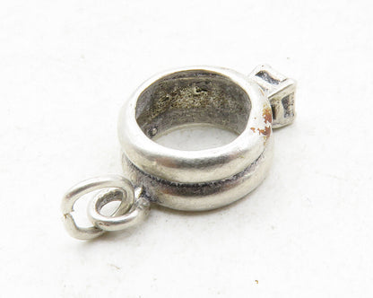 925 Sterling Silver  Vintage Petite Topaz Open Circle Drop Pendant  PT10062