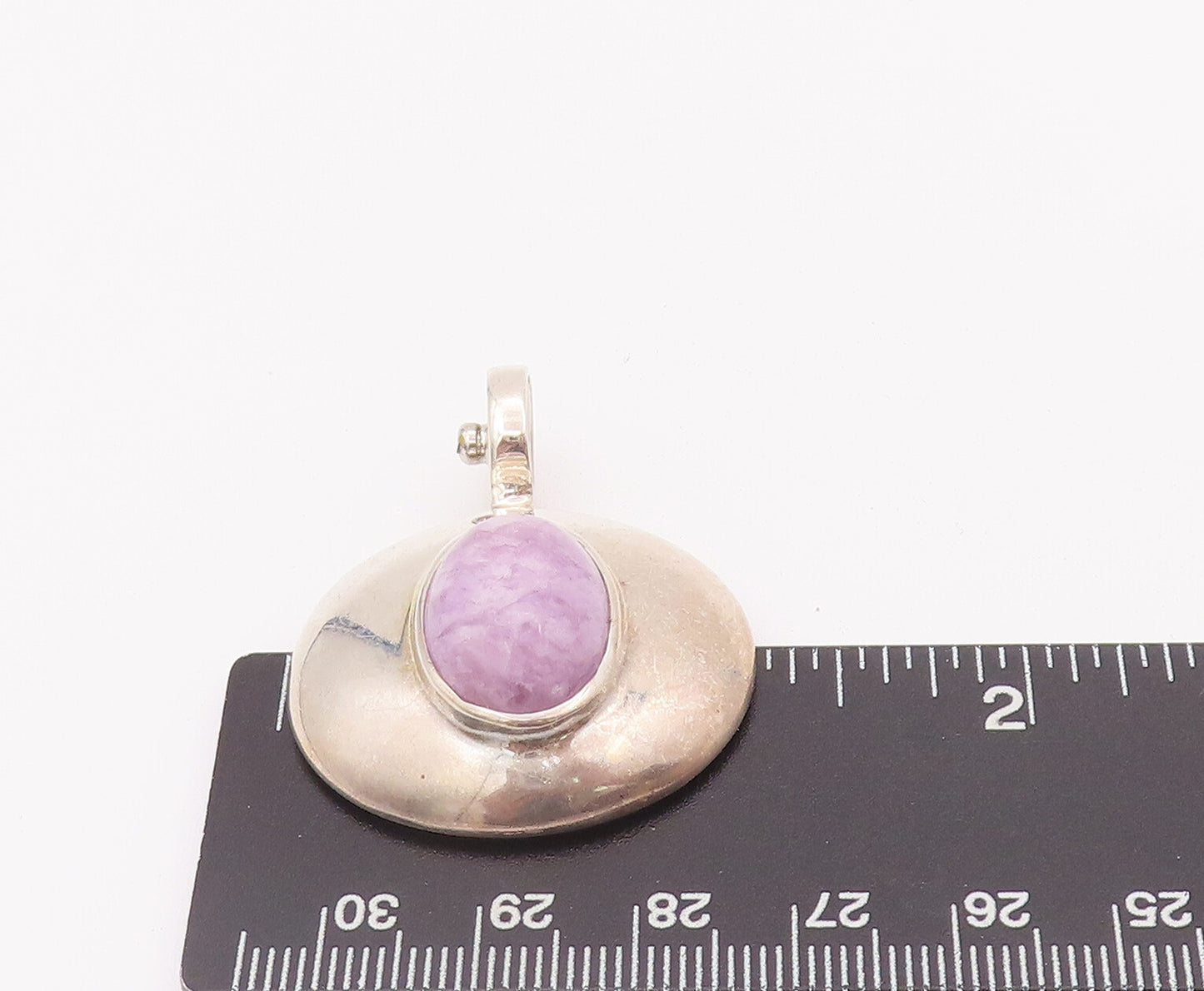 925 Sterling Silver Vintage Pendant ESPO SIG Purple Cabochon Charoite   PT22788