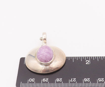 925 Sterling Silver Vintage Pendant ESPO SIG Purple Cabochon Charoite   PT22788