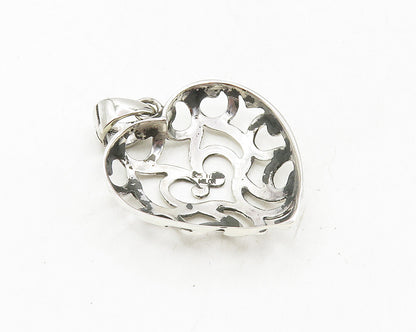 925 Sterling Silver  Shiny Polished Cutout Love Heart Dome Pendant  PT7380