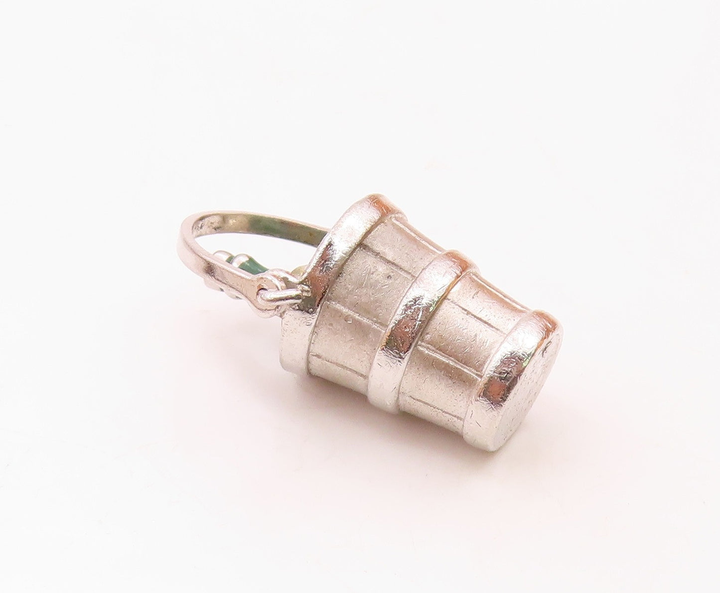 925 Silver  Vintage Champagne In Cubic Zirconia Ice Bucket Pendant  PT20170