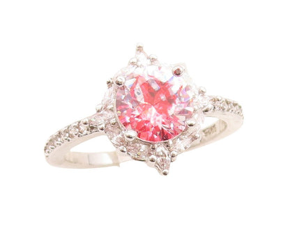 925 Sterling Silver Vintage Ring Designer Gemstone Halo Topaz  Sz 9  RG31477
