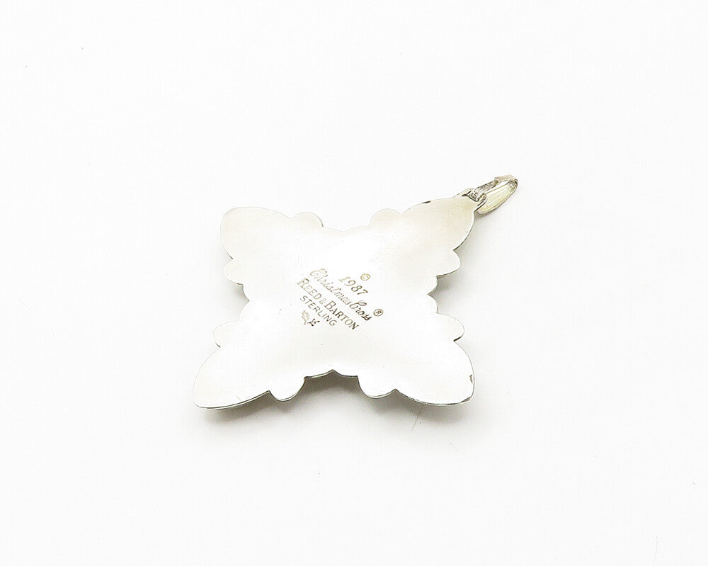 REED & BARTON 925 Silver  Vintage Shiny Hollow Christmas Cross Pendant PT14585