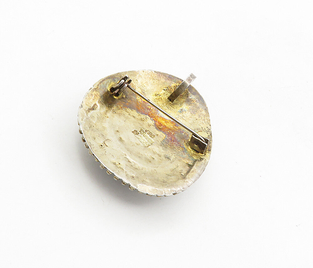 ISRAEL 925 Sterling Silver  Vintage Cabochon Eilat Stone Brooch Pin  BP3265