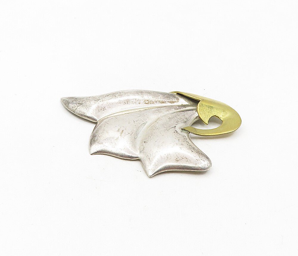 CATON MEXICO 925 Sterling Silver  Vintage Two Tone Floral Brooch Pin  BP3400