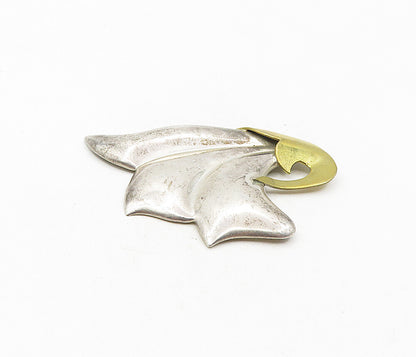 CATON MEXICO 925 Sterling Silver  Vintage Two Tone Floral Brooch Pin  BP3400