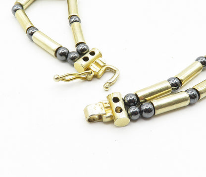 ANTIOCH 925 Silver Vintage Hematite Gold Plated Bar Chain Necklace  NE1771