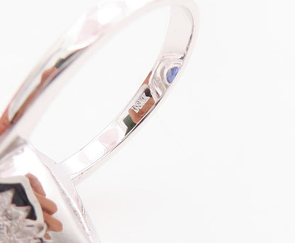 925 Sterling Silver Vintage Ring Designer Drop Cut Sapphire Halo CZ Sz 7 RG30142