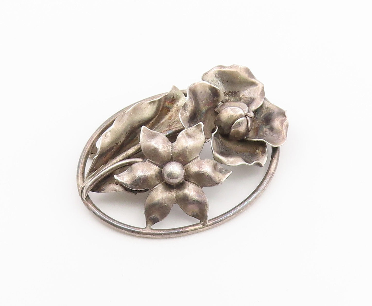 925 Sterling Silver Vintage Brooch Pin GEORG JENSEN Classic Floral Frame BP12624