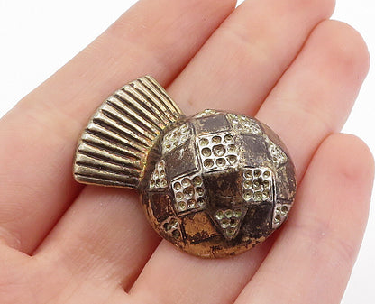 925 Sterling Silver  Vintage Antique Chiseled Detail Vase Brooch Pin  BP2561