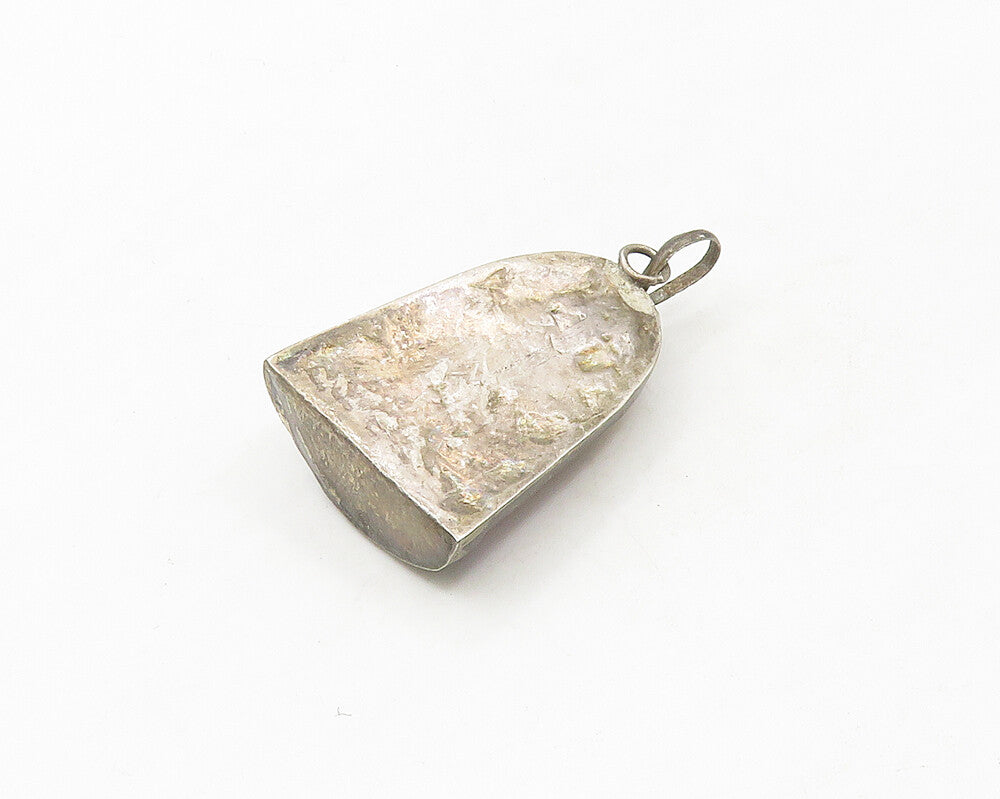 925 Sterling Silver  Vintage Etched Design Bell Shaped Drop Pendant  PT14264