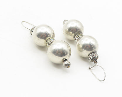 925 Sterling Silver  Vintage Cubic Zirconia Hollow Spheres Earrings  EG6246