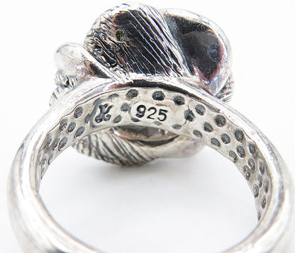 925 Sterling Silver  Vintage Shiny Etched Twist Knot Band Ring Sz 8.5  RG4865