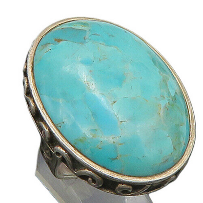 BARSE 925 Silver Vintage Heavy Large Turquoise Cocktail Ring Sz 6.5  RG23391