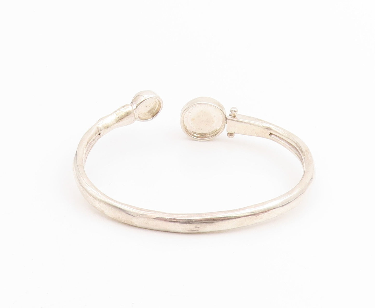 925 Sterling Silver Vintage Bracelet Round Gemstone Open Hook Bangle  BT11434