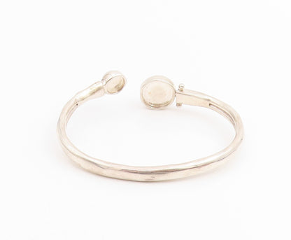 925 Sterling Silver Vintage Bracelet Round Gemstone Open Hook Bangle  BT11434