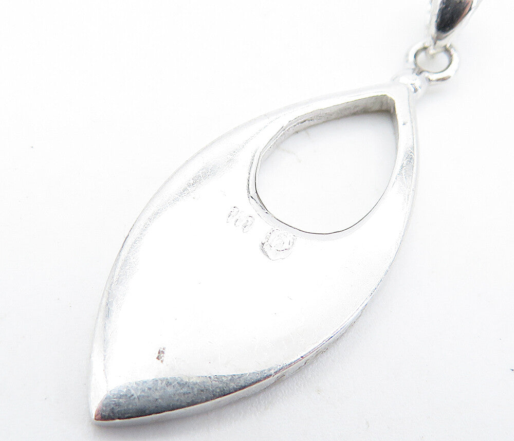 925 Sterling Silver  Shiny Inlaid Blue Fire Opal Pattern Drop Pendant  PT5590