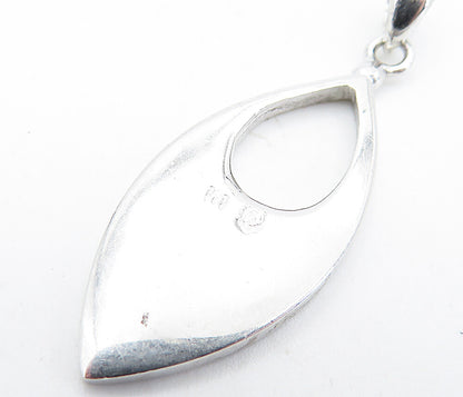 925 Sterling Silver  Shiny Inlaid Blue Fire Opal Pattern Drop Pendant  PT5590