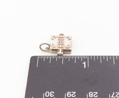 925 Sterling Silver Vintage Pendant Carved Holy Bible Book Charm OPENS  PT25409