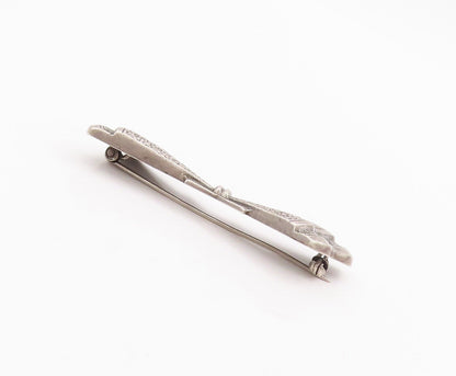 925 Sterling Silver Vintage Brooch Pin EUROPE Solid Dented Carved Bow  BP10909