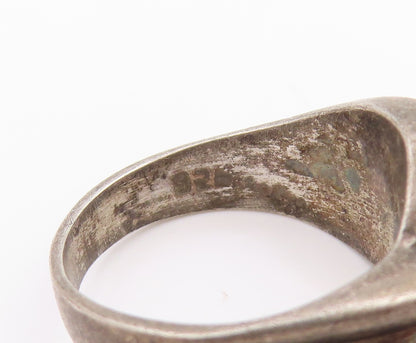 925 Sterling Silver Vintage Ring Dark Tone Carved Ribbon Knot Band Sz 5 RG33547