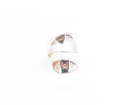 925 Sterling Silver Vintage Ring Minimalist Wide Bypass Band  Sz 7.5  RG35592