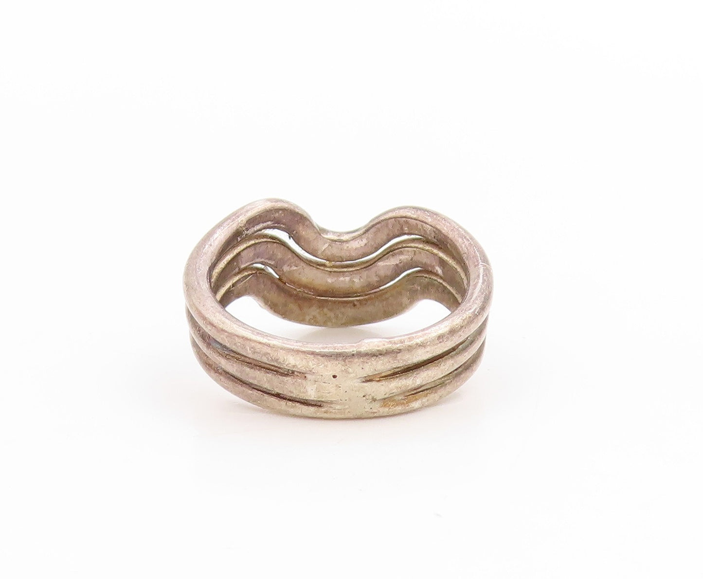 925 Sterling Silver Vintage Ring Minimalist Multi Wave Curvy Band  Sz 6  RG34047