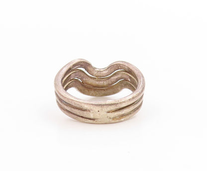 925 Sterling Silver Vintage Ring Minimalist Multi Wave Curvy Band  Sz 6  RG34047