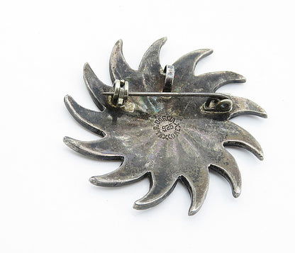 A. GARCIA MEXICO 925 Silver  Vintage Inlaid Jasper Floral Brooch Pin  BP2821