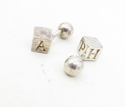 PARIS 925 Sterling Silver  Vintage Shiny Petite France Block Cuff Links  TR1377