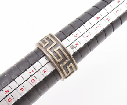 925 Sterling Silver Vintage Ring Carved Greek Key Pattern Band  Sz 6  RG35093