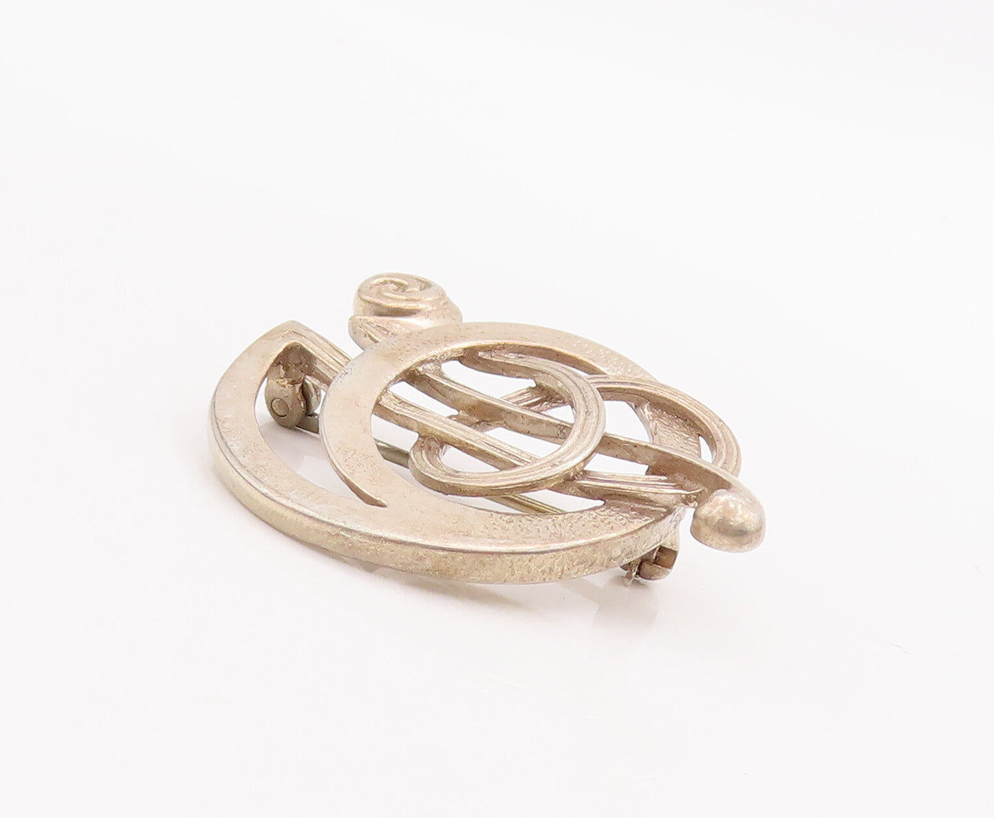 925 Sterling Silver Vintage Brooch Pin Designer Cutout Alphabet 'H'  BP11108