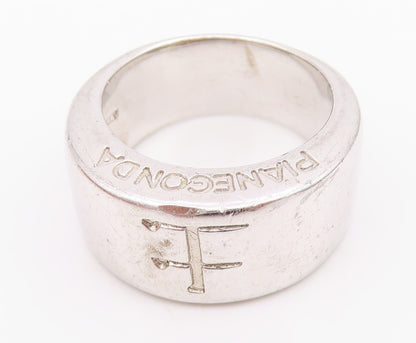925 Sterling Silver Vintage Ring PIANEGONDA Carved Wide Band Sz 7  RG33083