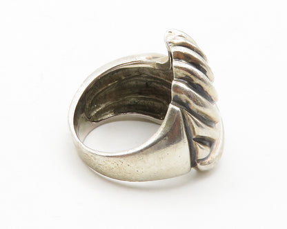 925 Sterling Silver  Vintage Shiny Fluted Design Band Ring Sz 7  RG13743