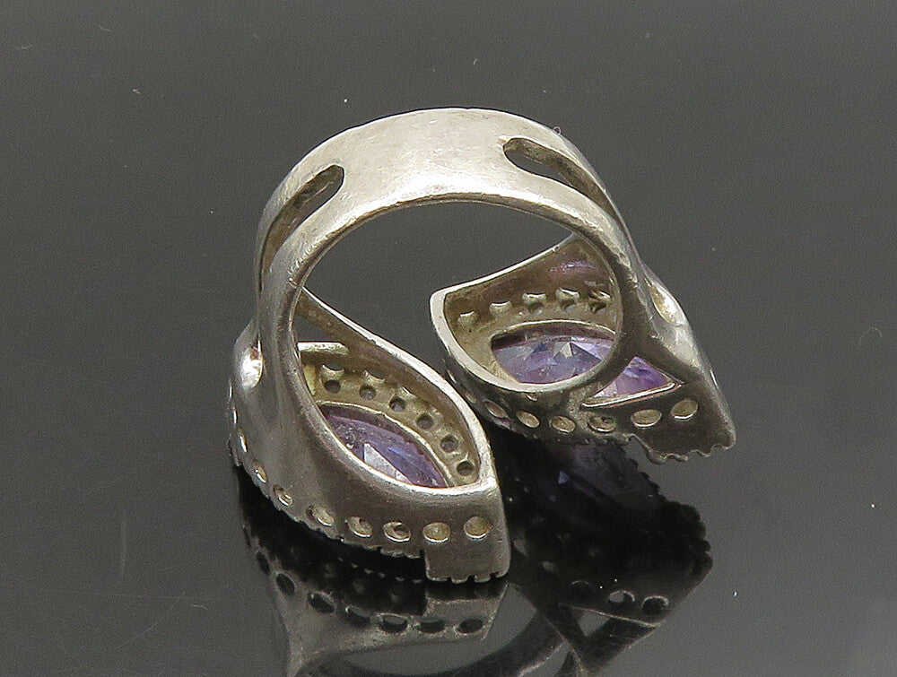 925 Sterling Silver  Vintage Purple Cubic Zirconia & Topaz Ring Sz 8  RG24340