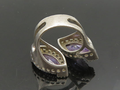 925 Sterling Silver  Vintage Purple Cubic Zirconia & Topaz Ring Sz 8  RG24340
