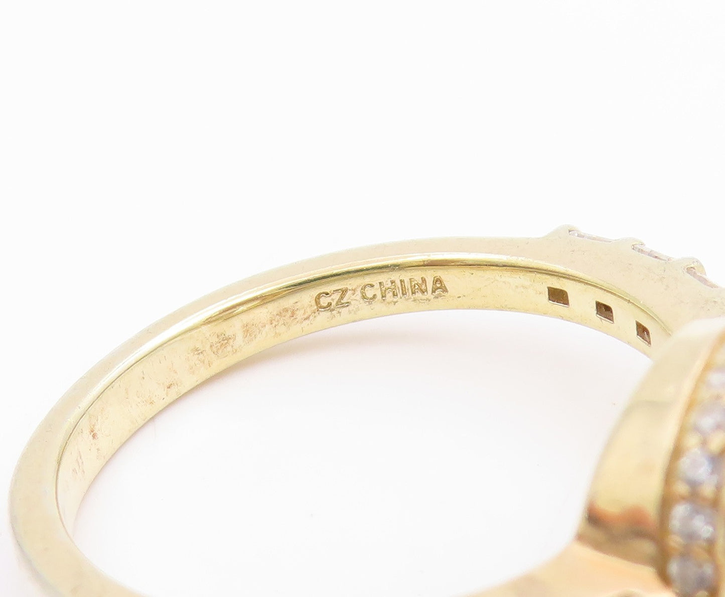 925 Sterling Silver Vintage Ring Gold Plated CZ Statement Band  Sz 8  RG35790