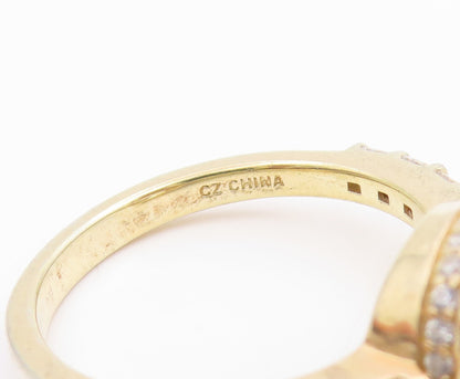 925 Sterling Silver Vintage Ring Gold Plated CZ Statement Band  Sz 8  RG35790
