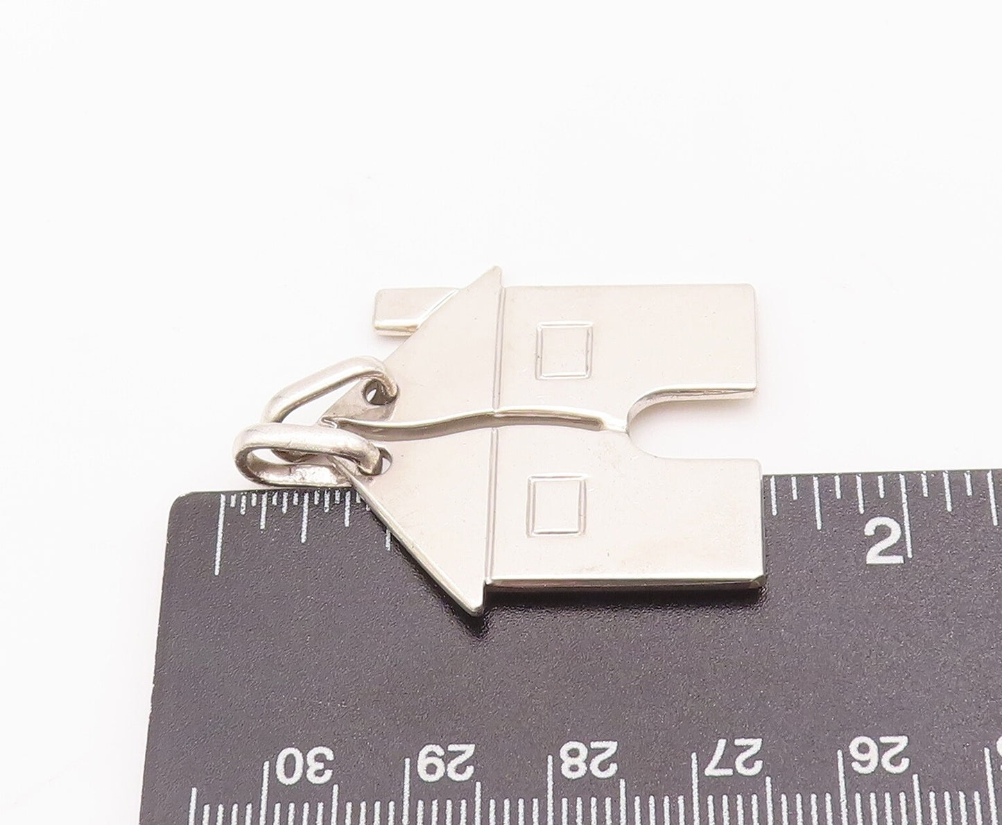 925 Sterling Silver Vintage Pendant Solid Carved House Splitting Line  PT22982