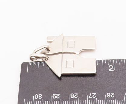 925 Sterling Silver Vintage Pendant Solid Carved House Splitting Line  PT22982