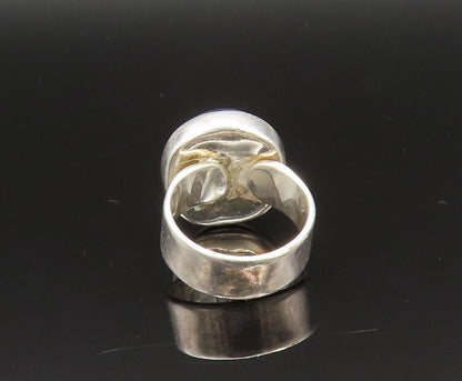 925 Sterling Silver  Vintage Unique Splash Art Glass Ring Sz 6.5  RG25554