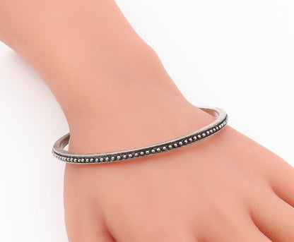 925 Sterling Silver  Vintage Dark Tone Spiked Detail Bangle Bracelet  BT6891