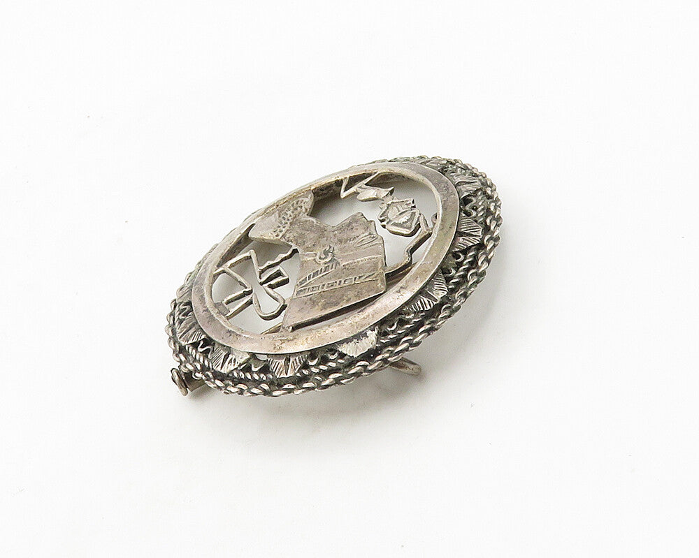 MIDDLE EAST 925 Silver  Vintage Egyptian Queen Nefertiti Brooch Pin  BP7563